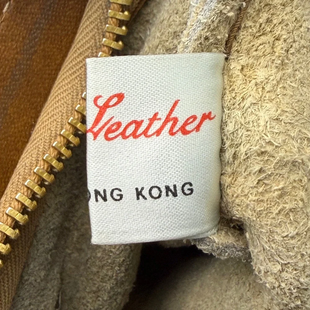 Vintage 1970 Tan Suede Leather Wristlet Clutch Butterfly Zipper Pull Made in HK